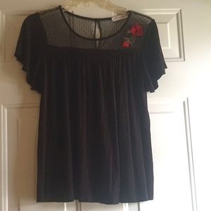 Women's Pebble and Stone Black Baby Doll Top Size Small